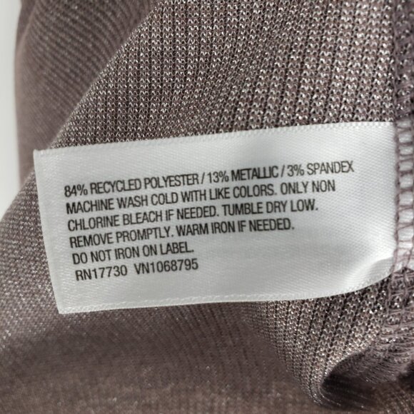 3/$25 A New Day Metallic Ribbed Long Sleeves Top XXL Fitted Silver Taupe Tan - Picture 7 of 7